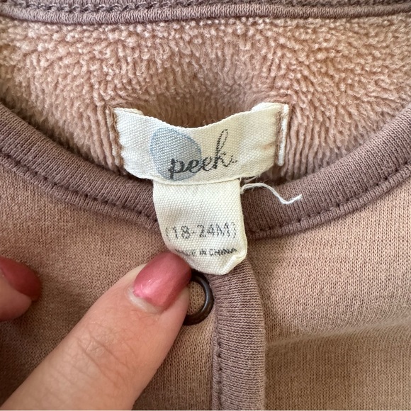 Peek Cozy Tan Mauve Button-Up Cardigan Jacket 18-24M - Picture 4 of 5